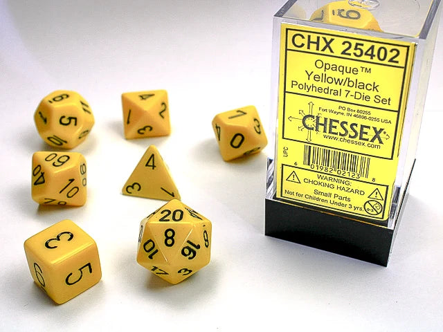 Chessex Polyhedral 7-Die Set Opaque Yellow Black