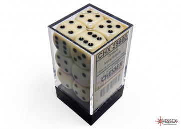 Chessex 16mm D6 Dice Block Opaque Ivory black