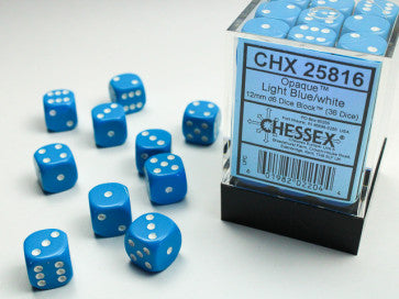 Chessex 12mm D6 Dice Block Opaque Light Blue White
