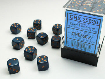 Chessex 12mm D6 Dice Block Opaque Dusty Blue Copper