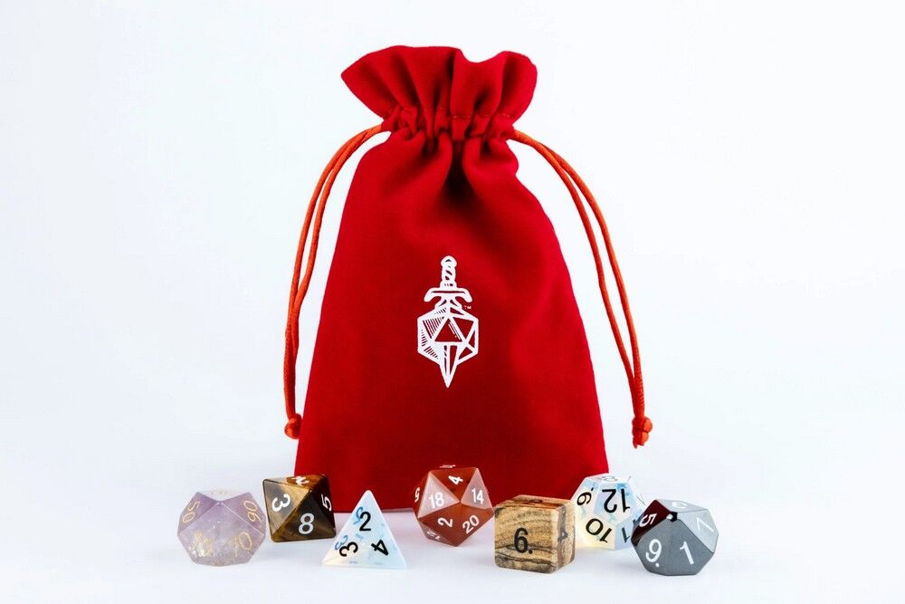 Fanroll: Small Velvet Dice Bag: Black w/ Gold Satin Red w Gold Satin