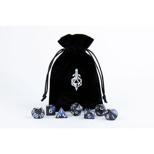 Fanroll: Small Velvet Dice Bag: Black w/ Gold Satin Black w Gold Satin