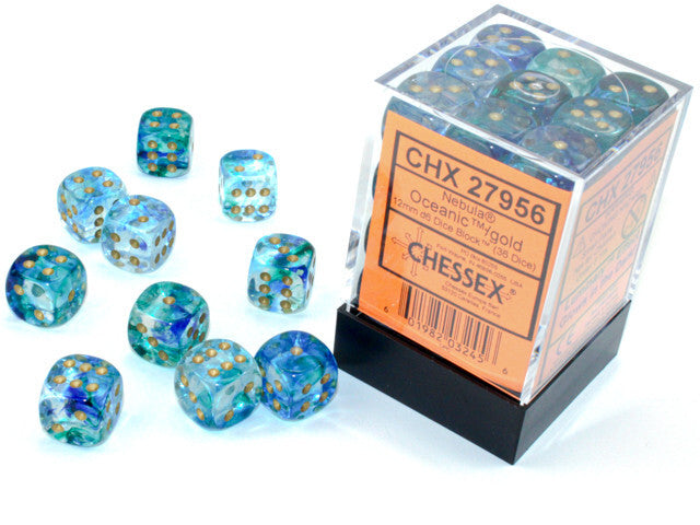 Chessex 12mm D6 Dice Block Nebula Oceanic Gold