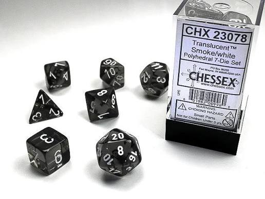 Chessex Polyhedral 7-Die Set Translucent Smoke White