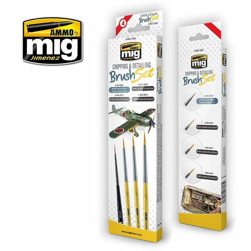 Ammo MIG Chipping and Detailing Brush Set